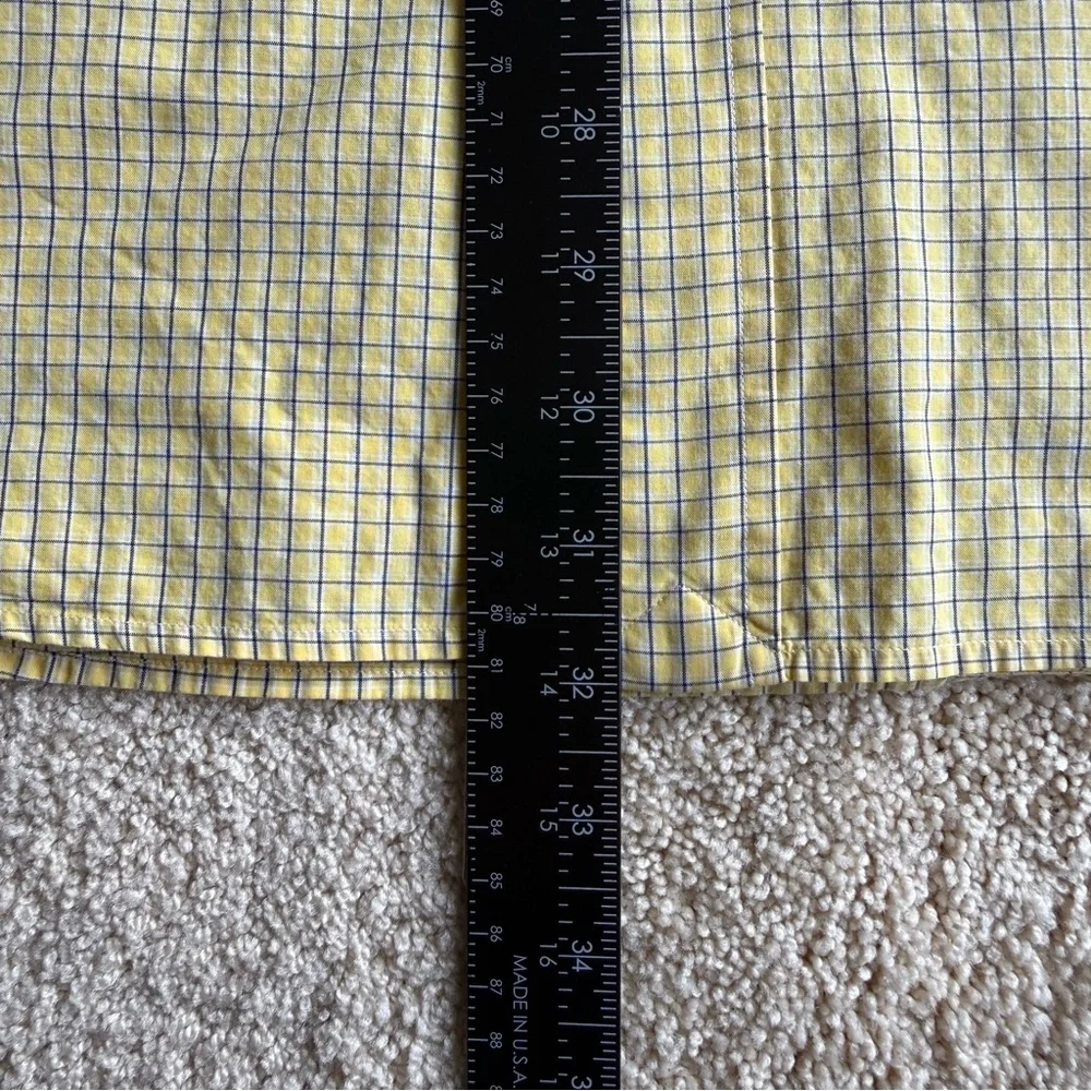 Ralph Lauren Blake Shirt Mens M Yellow Check Short Sleeve Button Up Pony Logo - Picture 7 of 7